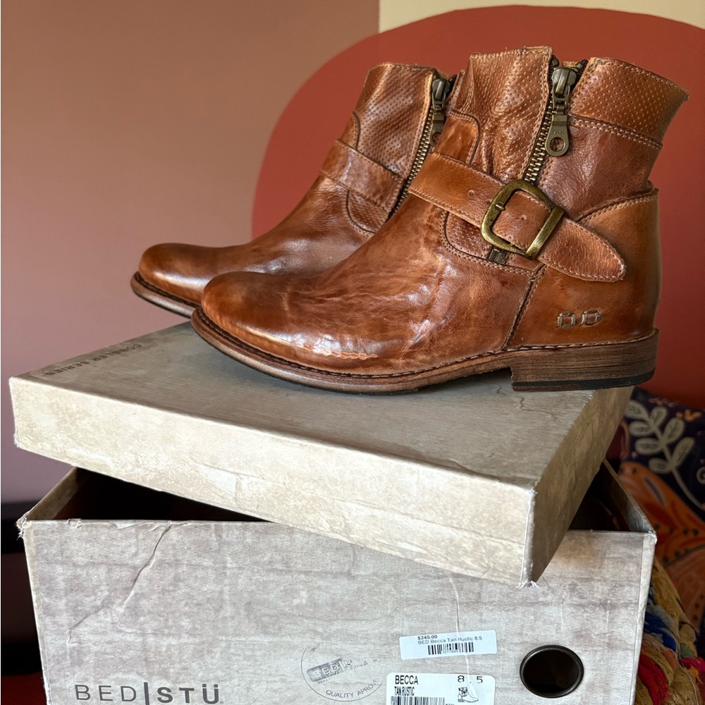 BEDSTÜ BECCA Tan Rustic ankle boots